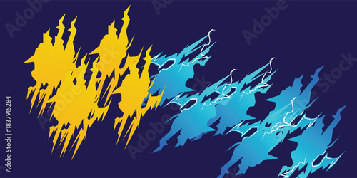 Livery wrap banner car sticker abstract lines yellow pink sporty brush grunge lightning storm motorsport vector, eps10.