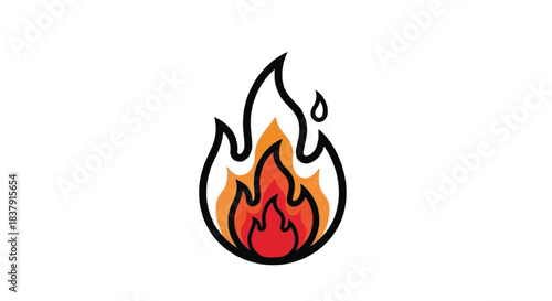 Simple cartoon fire graphic isolated on a white background.
