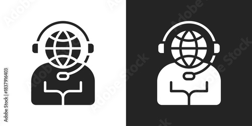 customer support Icon In Black And White Glyph Style