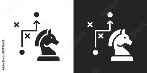business strategy Icon In Black And White Glyph Style