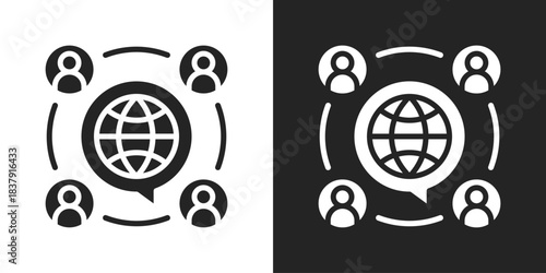 forum Icon In Black And White Glyph Style