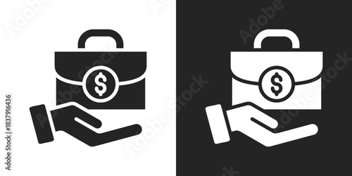 briefcase Icon In Black And White Glyph Style