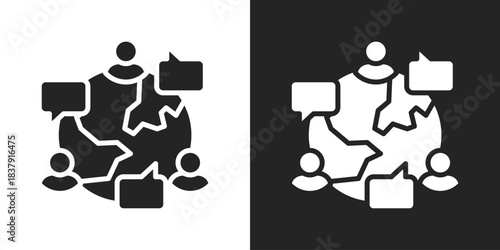 global communication Icon In Black And White Glyph Style