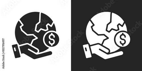 international business Icon In Black And White Glyph Style