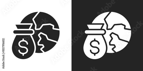 economic Icon In Black And White Glyph Style