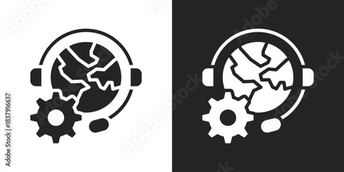 global service Icon In Black And White Glyph Style