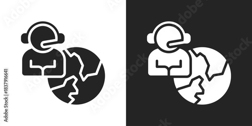 international center Icon In Black And White Glyph Style