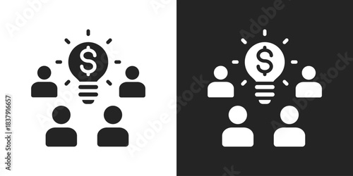 group idea Icon In Black And White Glyph Style