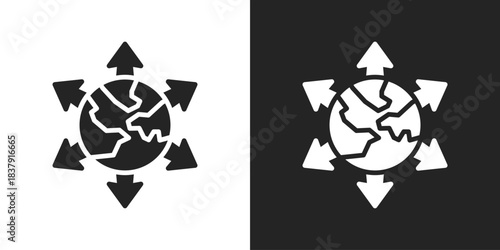 Global Expansion Icon In Black And White Glyph Style