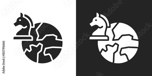 Global Strategy Icon In Black And White Glyph Style