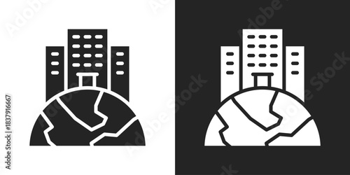 Multinational Icon In Black And White Glyph Style