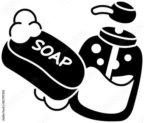 hygiene illustration soap silhouette clean logo bathroom icon bar outline bath beauty wash care health spa healthy foam natural shape for vector graphic background