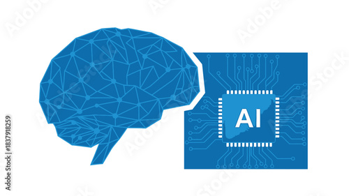 Artificial intelligence concept a digital brain and circuit board illustration