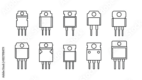 Line drawing showing various electronic components specifically to 220 packages