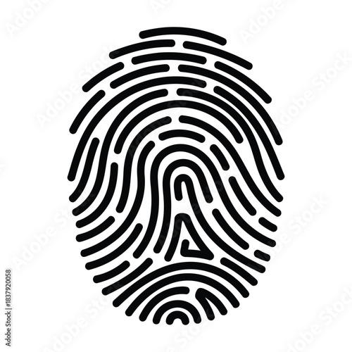 Fingerprint icon simple black silhouette on white background