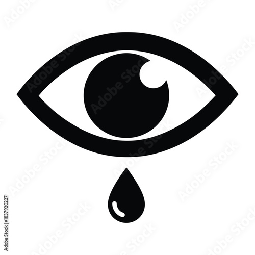 Eye icon with a single tear drop representing sadness or visual grief