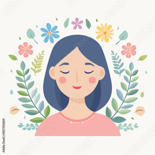 Icône douce de relaxation et d’harmonie psychologique en design plat