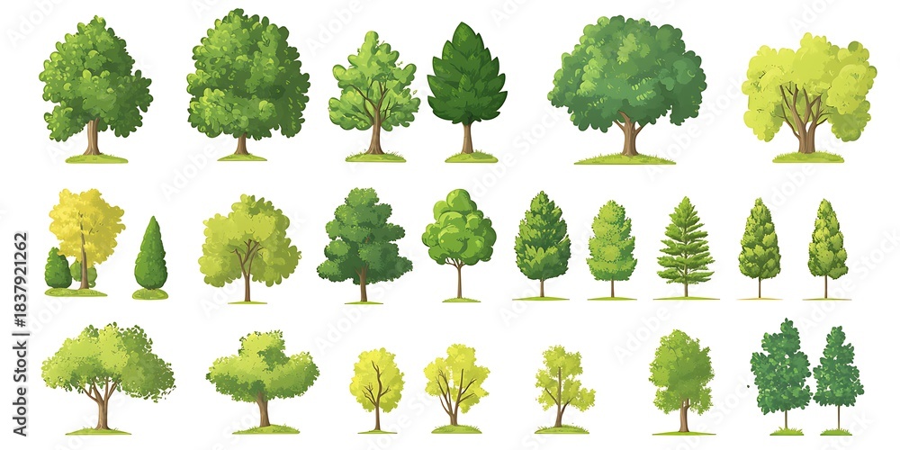 Fototapeta premium Collection of 30 Green Vector Trees
