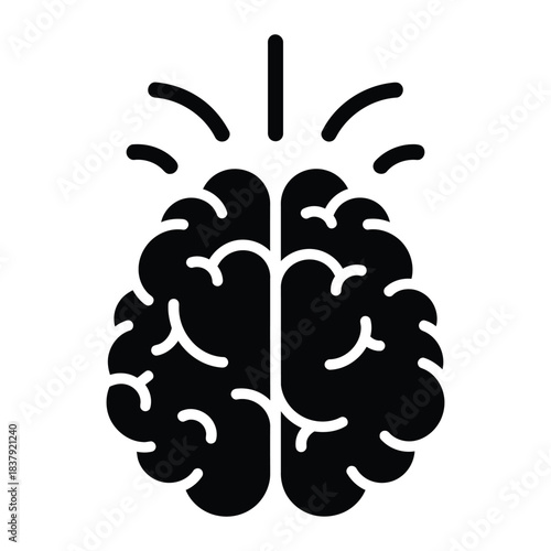 Brain silhouette with light rays representing innovation and ideas