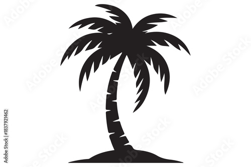 Plant tree silhouette in black and white background minimalist nature icon
