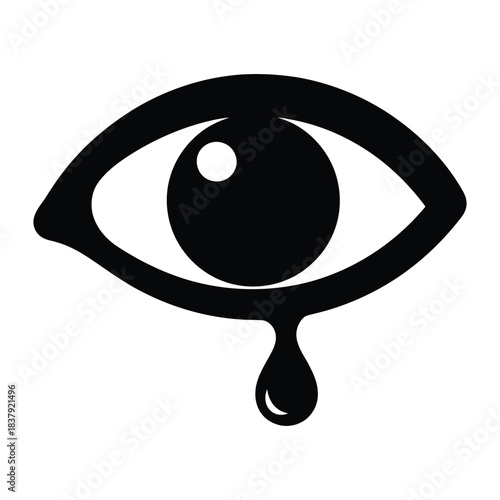 Eye with tear drop crying silhouette icon