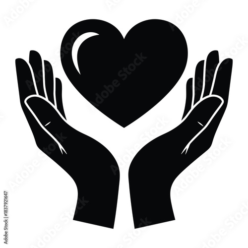 Hands cradling a heart symbol icon