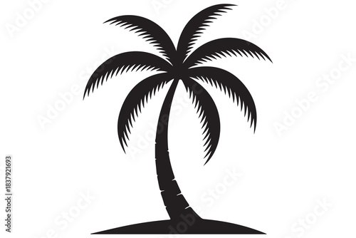 Plant tree silhouette in black and white background minimalist nature icon
