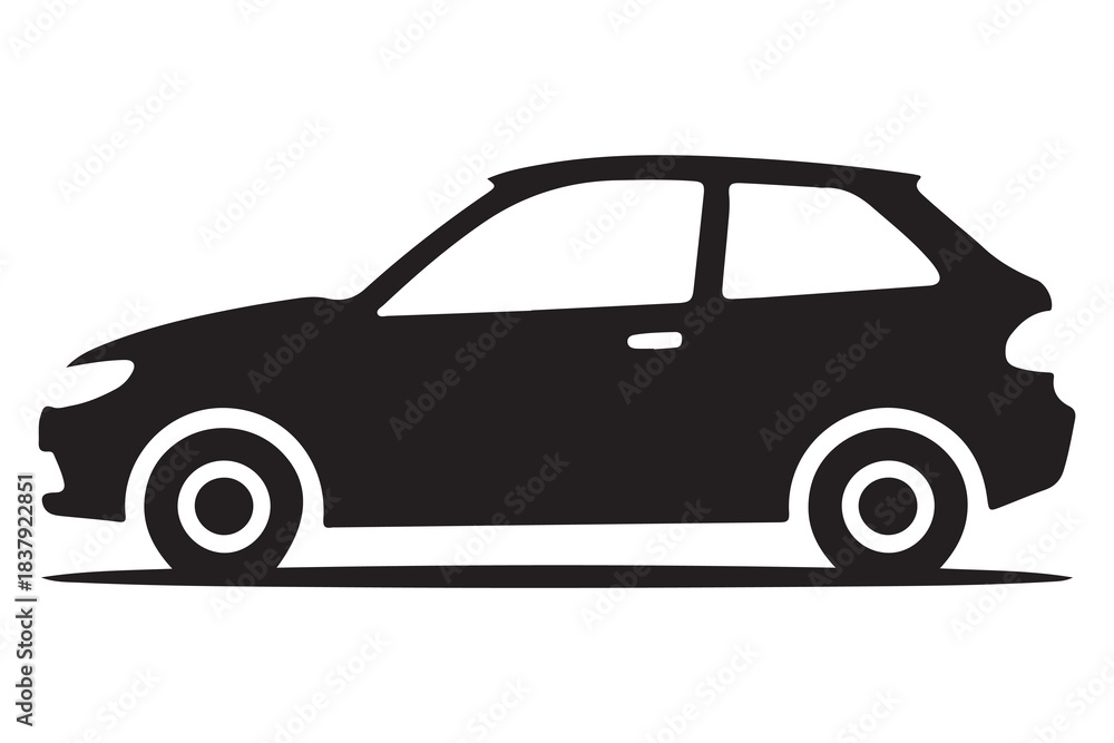 Fototapeta premium Car silhouette in black and white background minimal automotive outline illustration