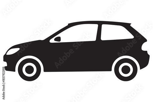 Car silhouette in black and white background minimal automotive outline illustration
