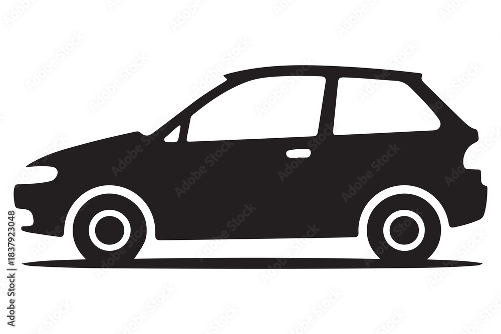 Fototapeta premium Car silhouette in black and white background minimal automotive outline illustration 