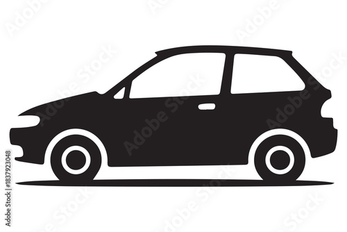 Car silhouette in black and white background minimal automotive outline illustration
