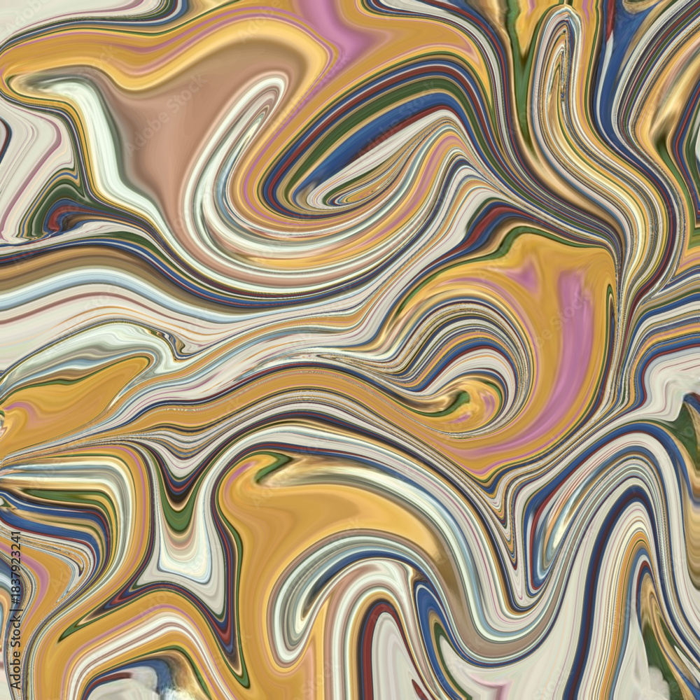 Obraz premium A dynamic abstract swirl texture with flowing multicolor marble effects, blending organic curves into a rich art background design. 