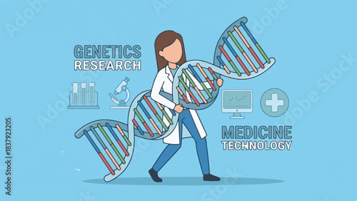 Genetics Research and Medicine Technology with Scientist Holding DNA