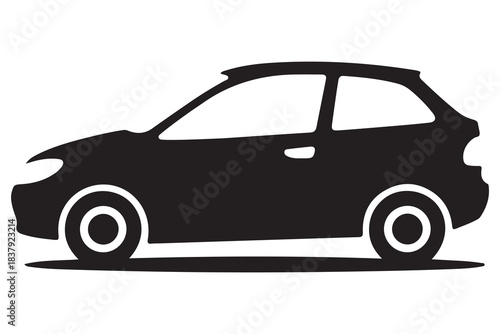 Car silhouette in black and white background minimal automotive outline illustration
