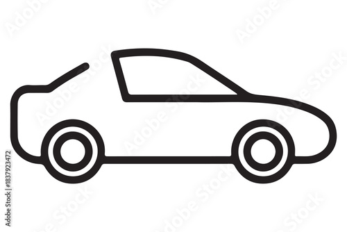 Car silhouette in black and white background minimal automotive outline illustration
