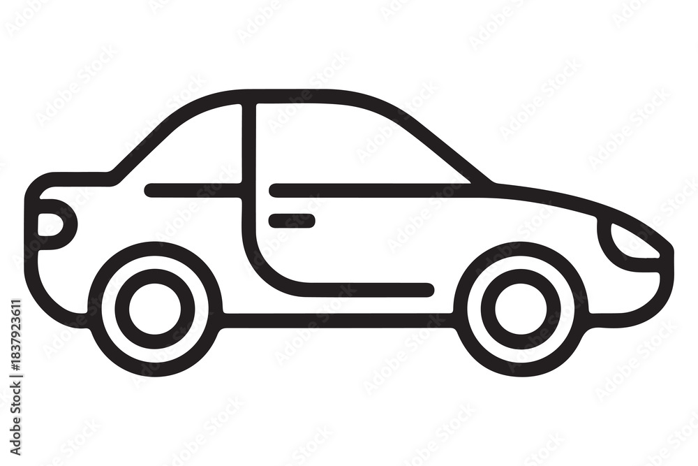 Fototapeta premium Car silhouette in black and white background minimal automotive outline illustration 