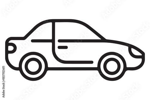 Car silhouette in black and white background minimal automotive outline illustration
