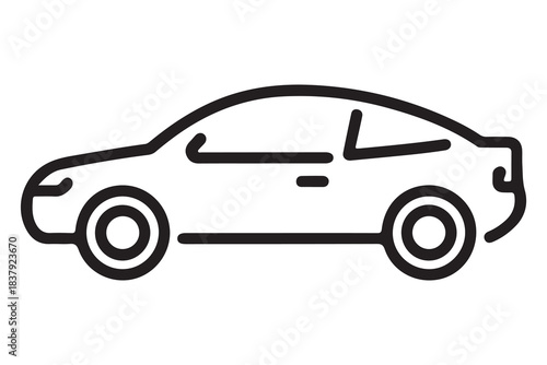 Car silhouette in black and white background minimal automotive outline illustration
