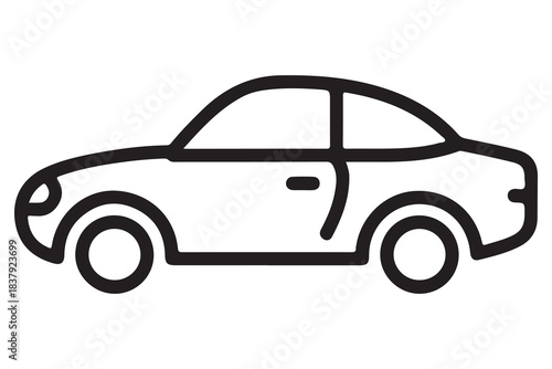 Car silhouette in black and white background minimal automotive outline illustration
