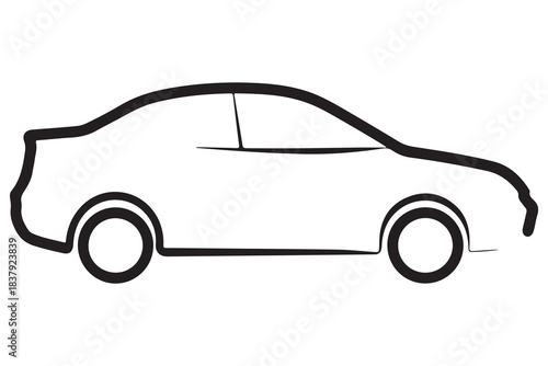 Car silhouette in black and white background minimal automotive outline illustration
