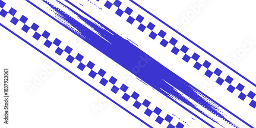 Blue and White Checkered POLICE Tape Line at Angle
