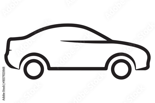 Car silhouette in black and white background minimal automotive outline illustration
