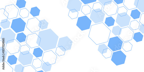 Abstract blue hexagon shape for frame illustration design