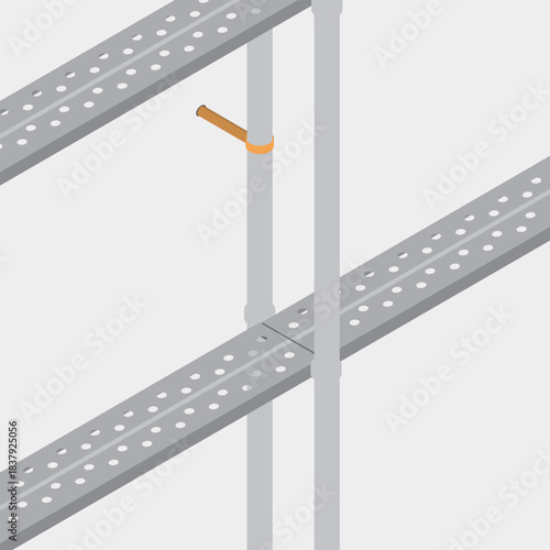 アイソメトリックな足場の壁つなぎをイメージしたイラスト素材