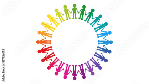 Colorful people holding hands in circle unity and diversity