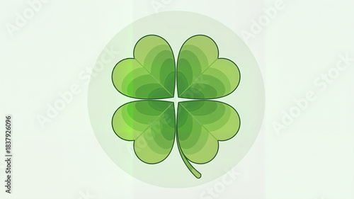Four-leaf clover icon with gradient green colors on soft background  