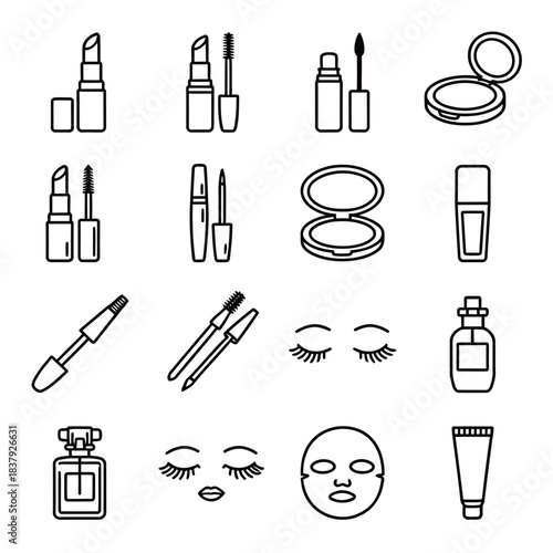 Common Household Items and Kitchen Utensils Outline Icons Set