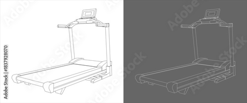 Isometric Wireframe Vector of Electric Treadmill Machine