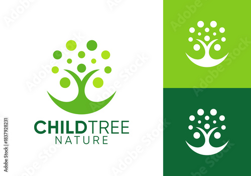 abstract tree with people logo design. care for the environment symbol icon concept	
