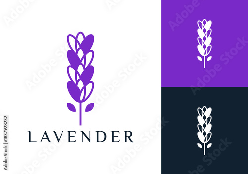 simple lavender flower logo. herbal nature beauty vector design